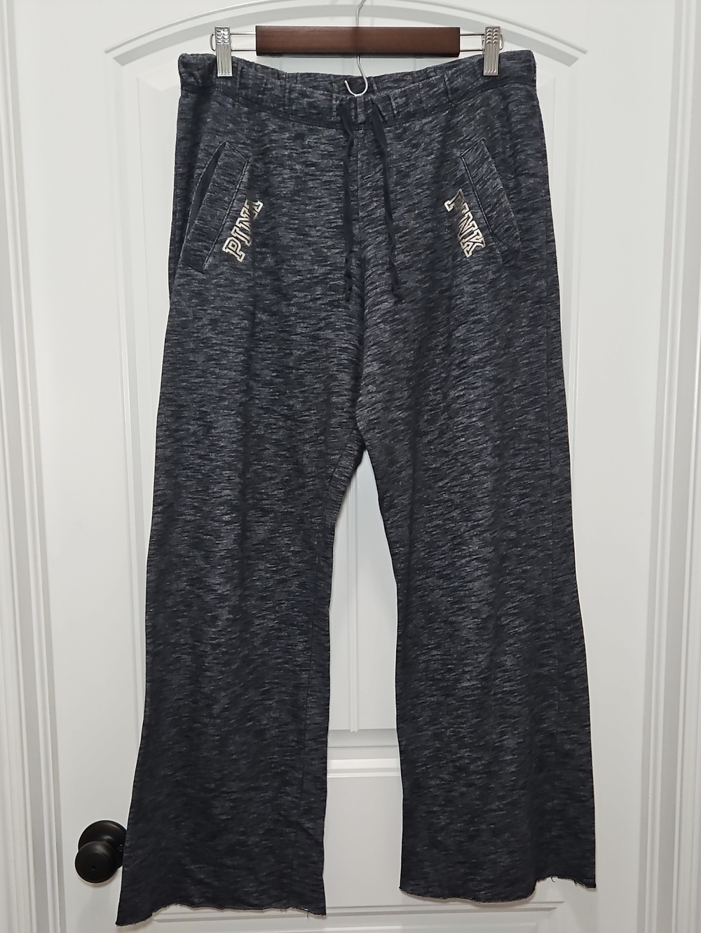 PINK Victoria's Secret Marled Charcoal Wide Leg Boyfriend Sweatpant Small
